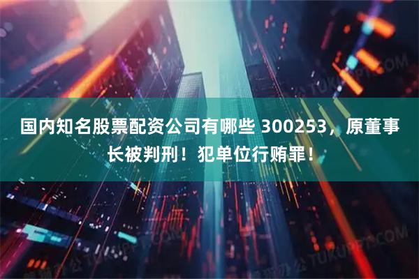 国内知名股票配资公司有哪些 300253，原董事长被判刑！犯单位行贿罪！